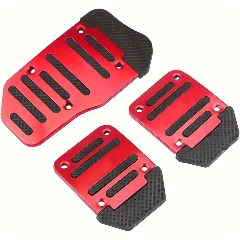 Fußablage Platte Universal Automatik/Schaltgetriebe Auto Bremspedal Pedal Zubehör Bremspedalabdeckung(Manual Red Set) von EGUIAS