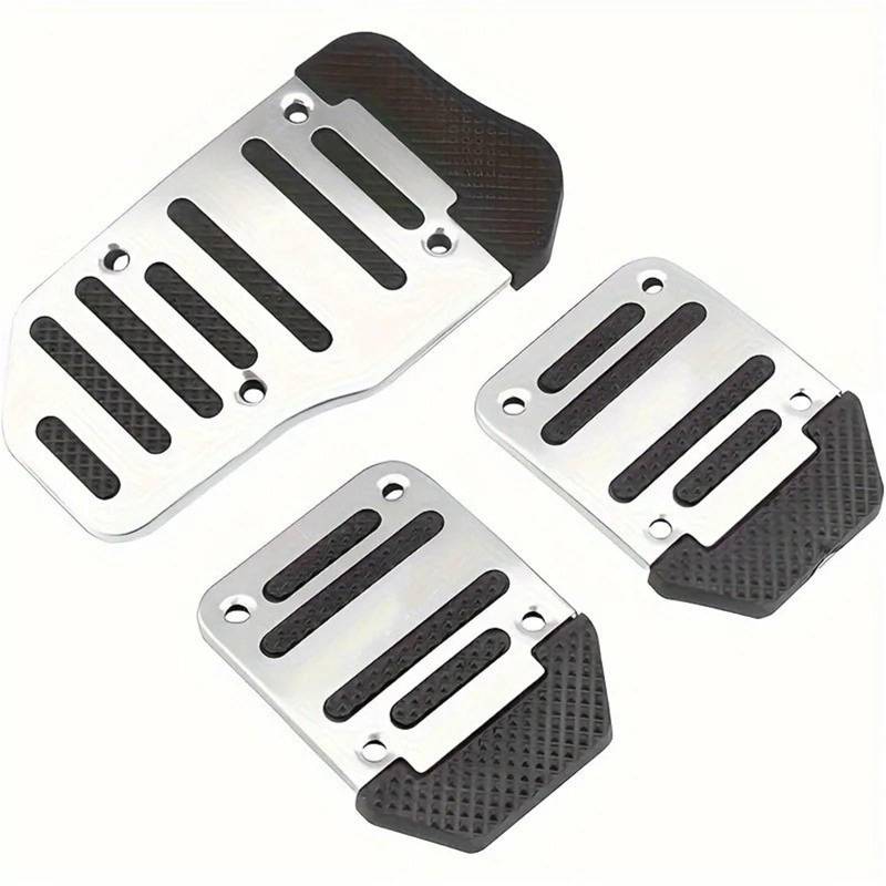 Fußablage Platte Universal Automatik/Schaltgetriebe Auto Bremspedal Pedal Zubehör Bremspedalabdeckung(Manual Silver Set) von EGUIAS