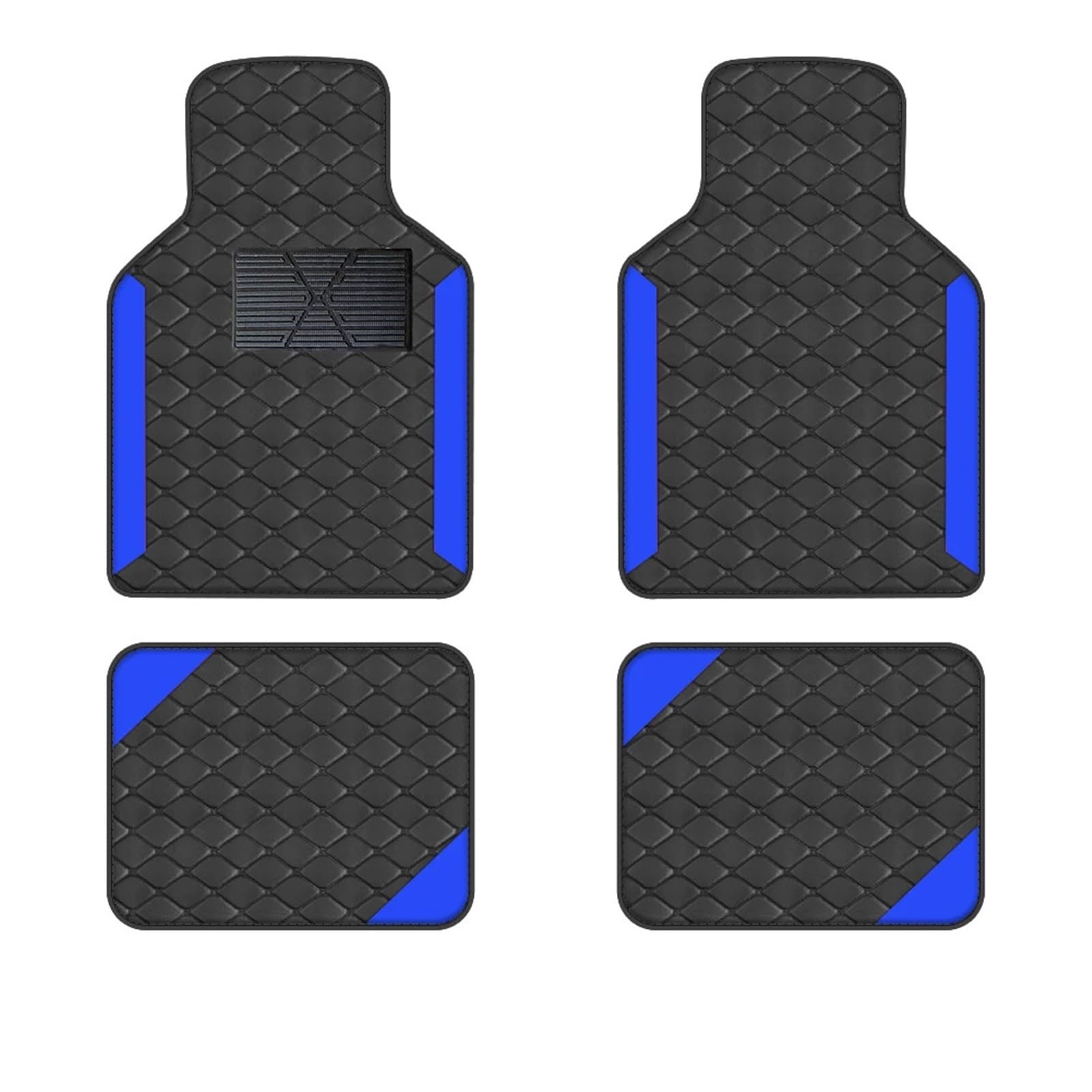 Gummimatten Auto 4 stücke Luxus Teppich Boden Matte Set Für Links-Hand Stick Universal Auto Matte Schutz Pad Pu Leder Autofußmatten-Set(Blue) von EGUIAS
