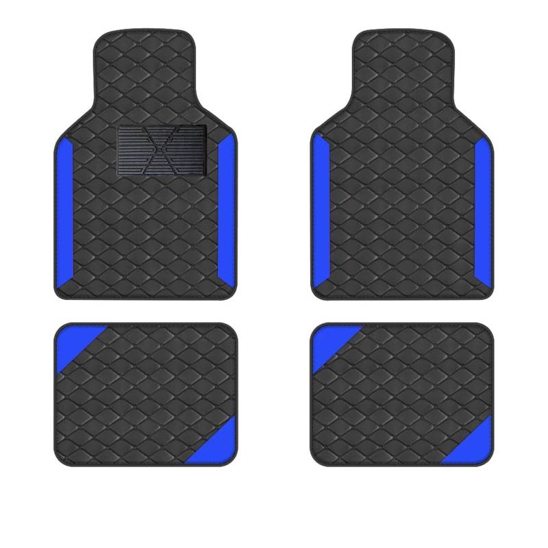 Gummimatten Auto 4 stücke Luxus Teppich Boden Matte Set Für Links-Hand Stick Universal Auto Matte Schutz Pad Pu Leder Autofußmatten-Set(Blue) von EGUIAS
