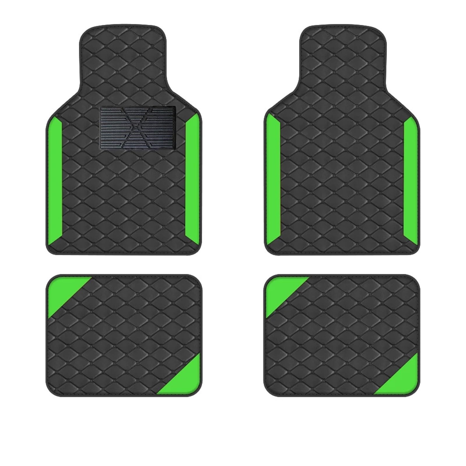 Gummimatten Auto 4 stücke Luxus Teppich Boden Matte Set Für Links-Hand Stick Universal Auto Matte Schutz Pad Pu Leder Autofußmatten-Set(Green) von EGUIAS