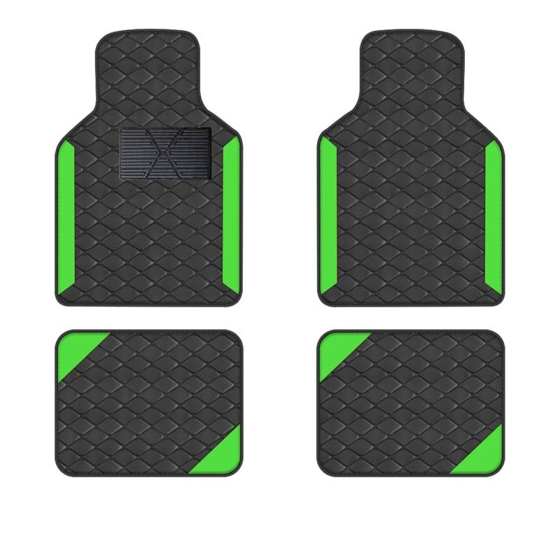 Gummimatten Auto 4 stücke Luxus Teppich Boden Matte Set Für Links-Hand Stick Universal Auto Matte Schutz Pad Pu Leder Autofußmatten-Set(Green) von EGUIAS