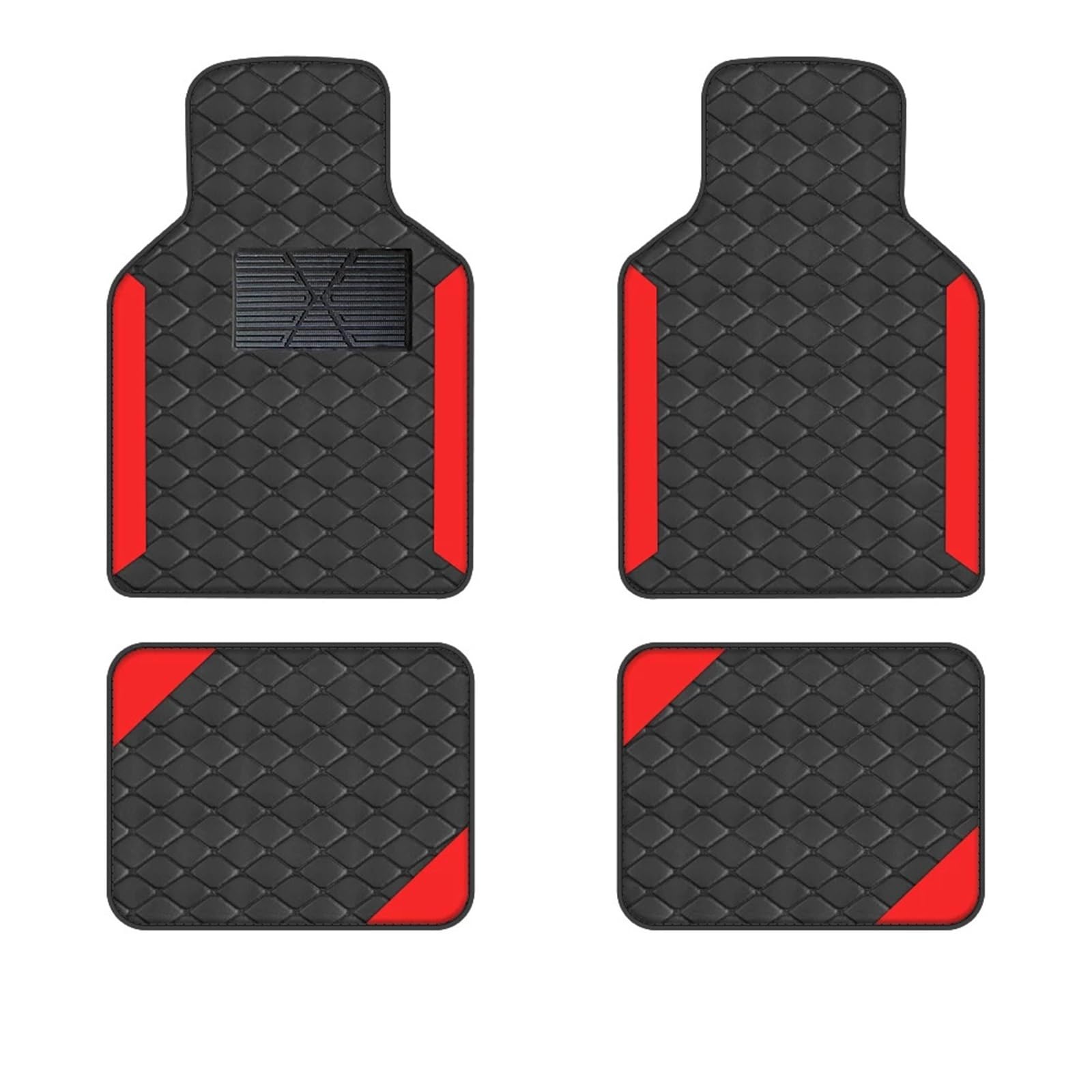 Gummimatten Auto 4 stücke Luxus Teppich Boden Matte Set Für Links-Hand Stick Universal Auto Matte Schutz Pad Pu Leder Autofußmatten-Set(Red) von EGUIAS