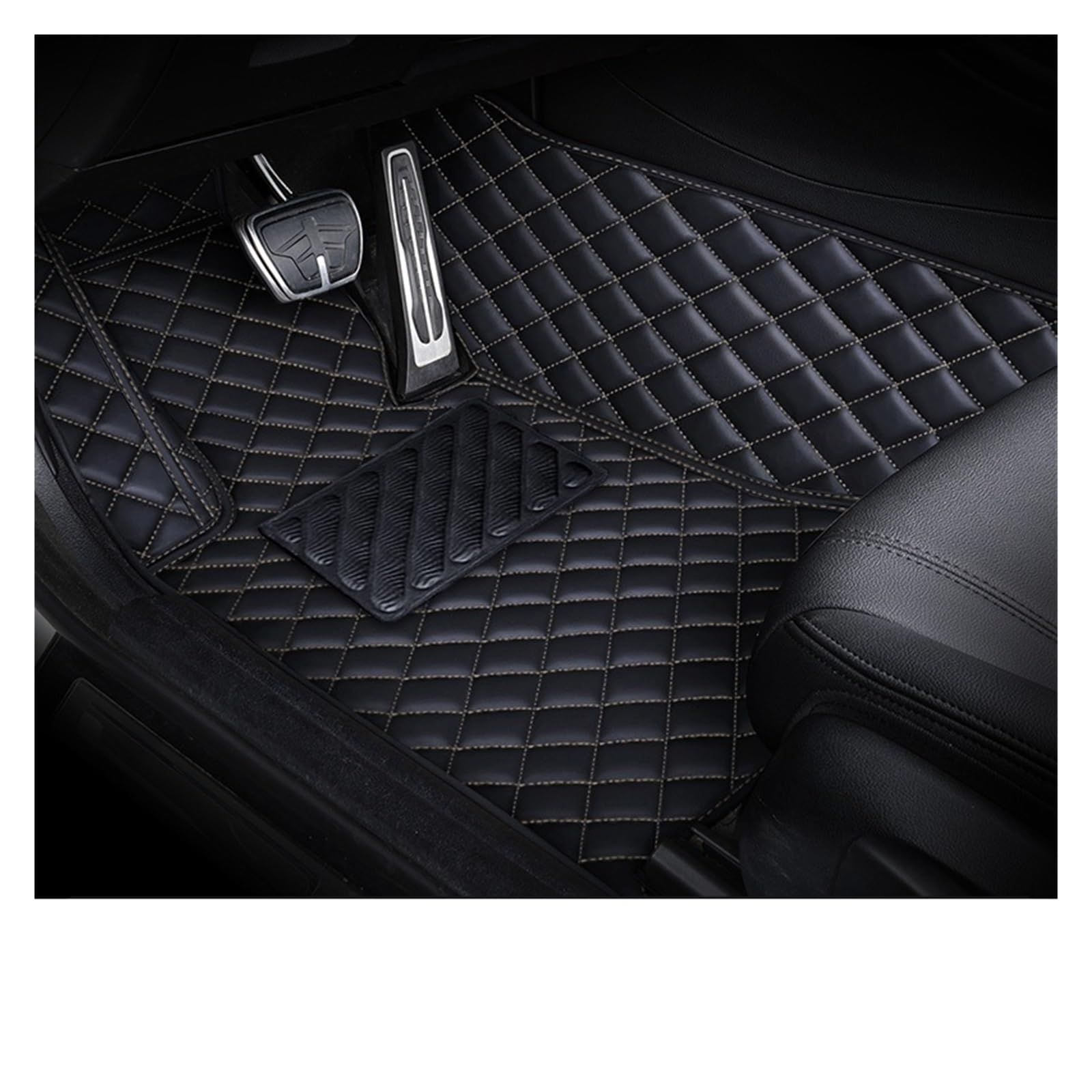Gummimatten Auto Anpassung Auto Fußmatten Pedal Pads Spezielle Künstliche Leder Teppich Für KIA Sportage 2 3 4 5 2004-2023 Autofußmatten-Set(Black Beige 1pcs,2016-2022) von EGUIAS