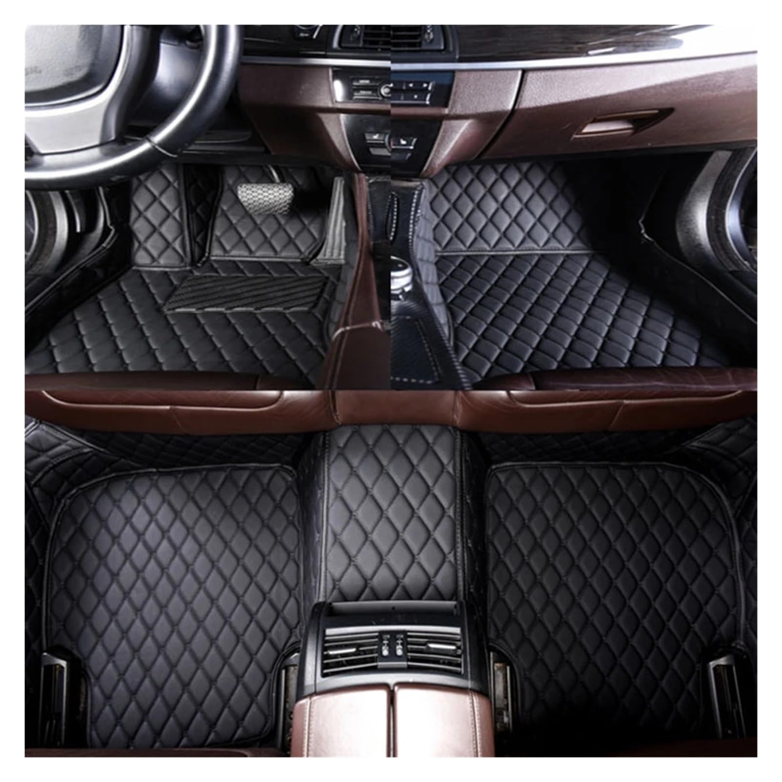 Gummimatten Auto Anpassung Auto Fußmatten Pedal Pads Spezielle Künstliche Leder Teppich Für KIA Sportage 2 3 4 5 2004-2023 Autofußmatten-Set(Black Black,2016-2022) von EGUIAS
