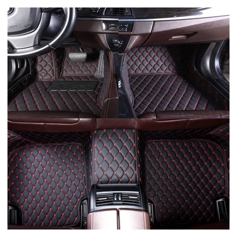 Gummimatten Auto Anpassung Auto Fußmatten Pedal Pads Spezielle Künstliche Leder Teppich Für KIA Sportage 2 3 4 5 2004-2023 Autofußmatten-Set(Black Red,2004-2010) von EGUIAS