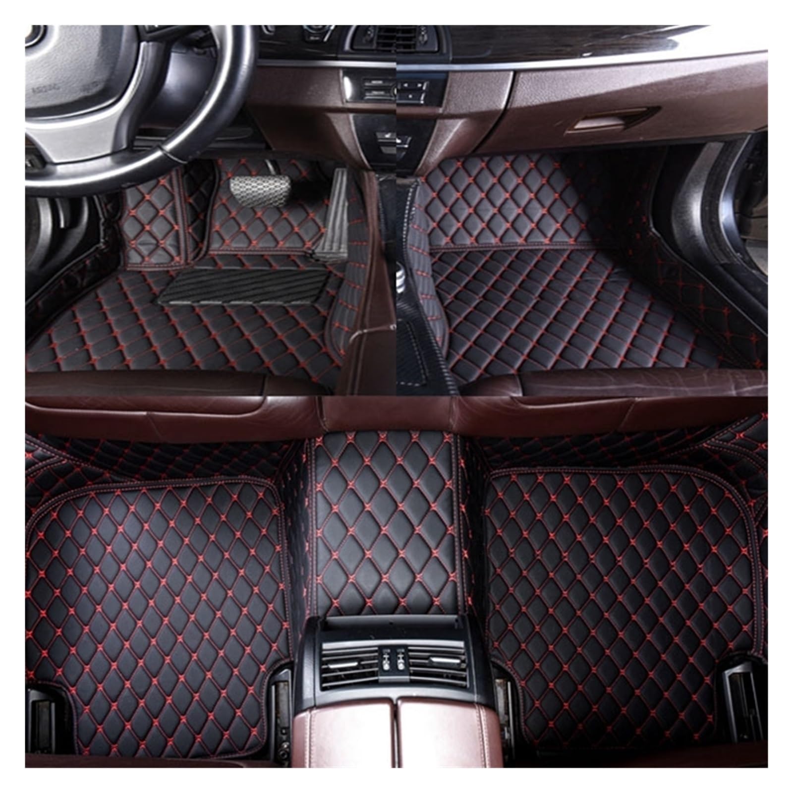 Gummimatten Auto Anpassung Auto Fußmatten Pedal Pads Spezielle Künstliche Leder Teppich Für KIA Sportage 2 3 4 5 2004-2023 Autofußmatten-Set(Black Red,2016-2022) von EGUIAS