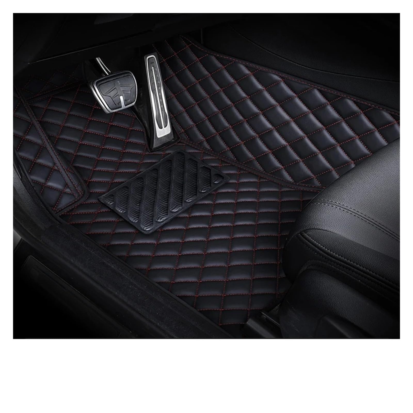 Gummimatten Auto Anpassung Auto Fußmatten Pedal Pads Spezielle Künstliche Leder Teppich Für KIA Sportage 2 3 4 5 2004-2023 Autofußmatten-Set(Black Red 1pcs,2004-2010) von EGUIAS