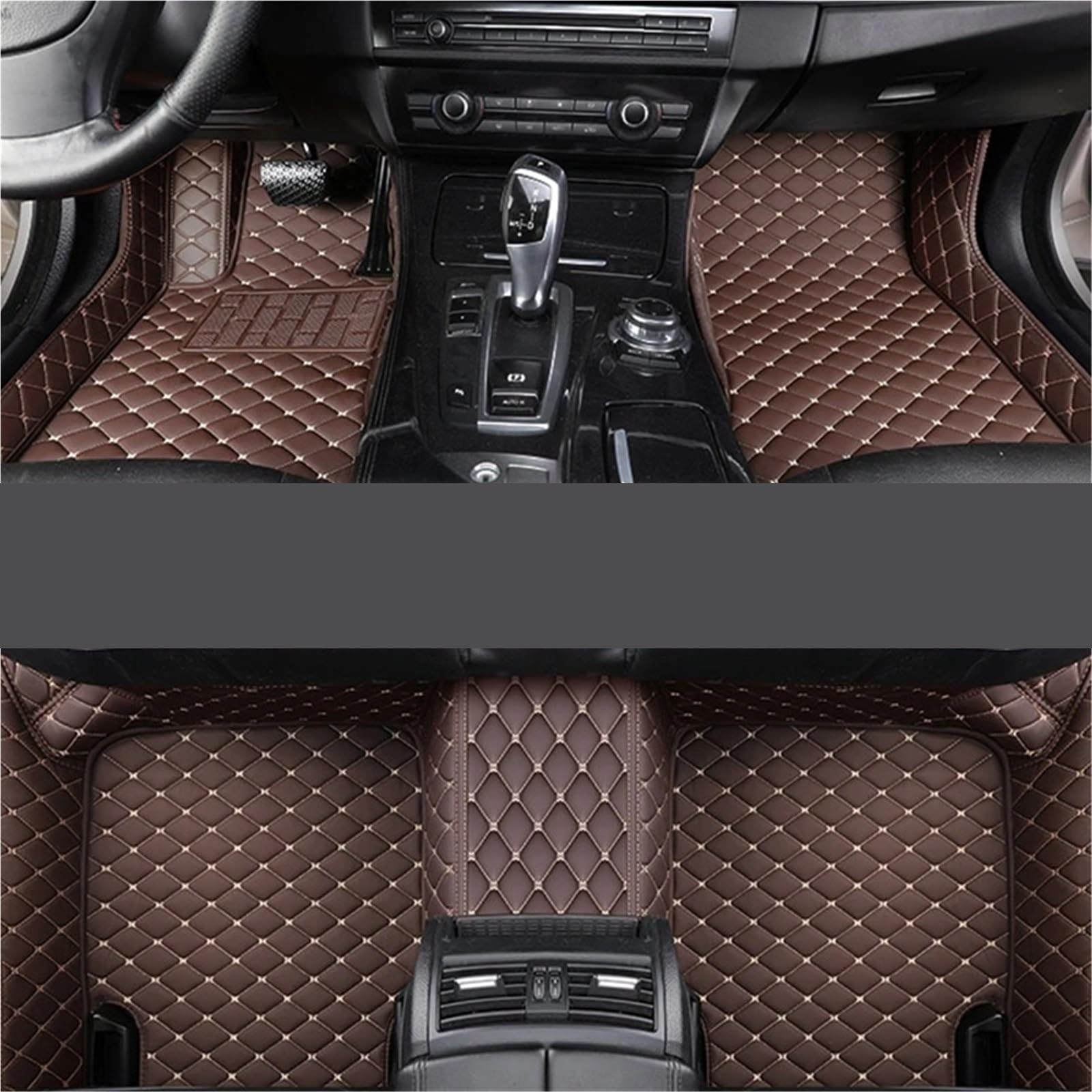 Gummimatten Auto Anpassung Auto Fußmatten Pedal Pads Spezielle Künstliche Leder Teppich Für KIA Sportage 2 3 4 5 2004-2023 Autofußmatten-Set(Coffee,2023 Hybrid) von EGUIAS