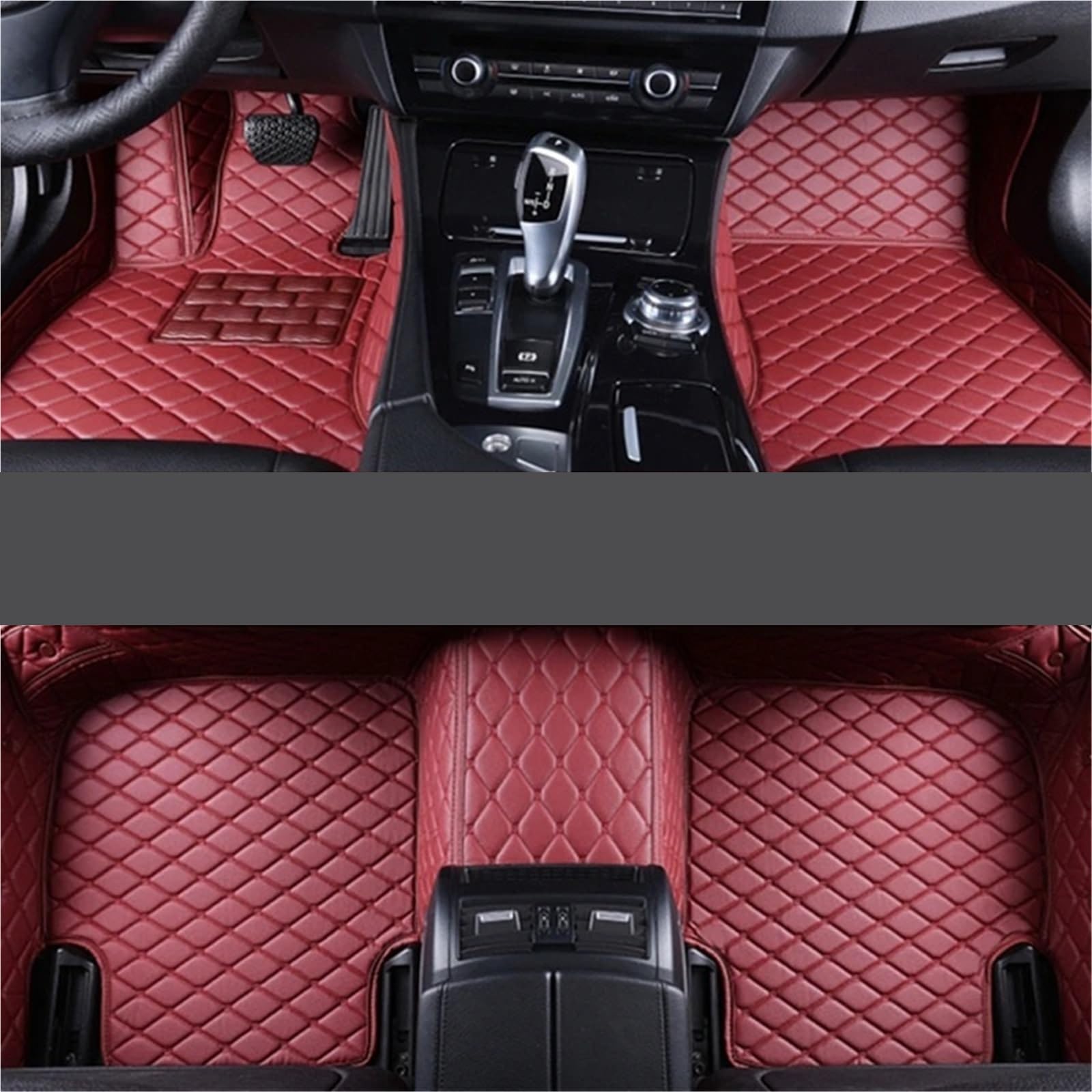 Gummimatten Auto Anpassung Auto Fußmatten Pedal Pads Spezielle Künstliche Leder Teppich Für KIA Sportage 2 3 4 5 2004-2023 Autofußmatten-Set(Wine red,2004-2010) von EGUIAS
