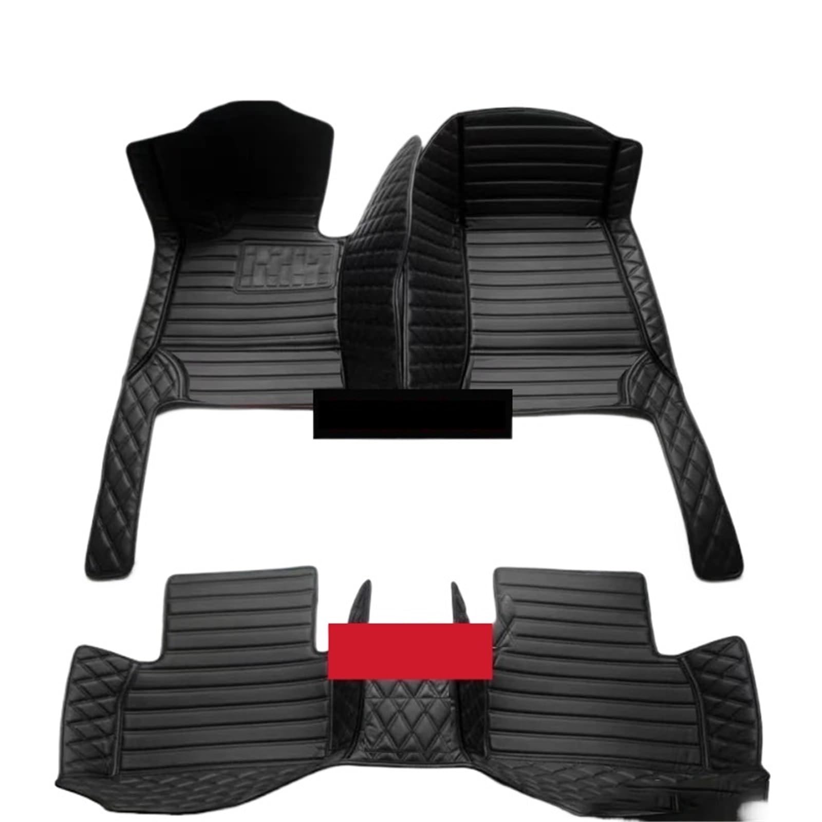 Gummimatten Auto Auto-Bodenmatte für Volvo XC90 MK1 2002~2014 7-Sitzer, schmutzabweisende Ledermatte, Autozubehör, Innenteil Autofußmatten-Set(Black,Left Hand Drive) von EGUIAS