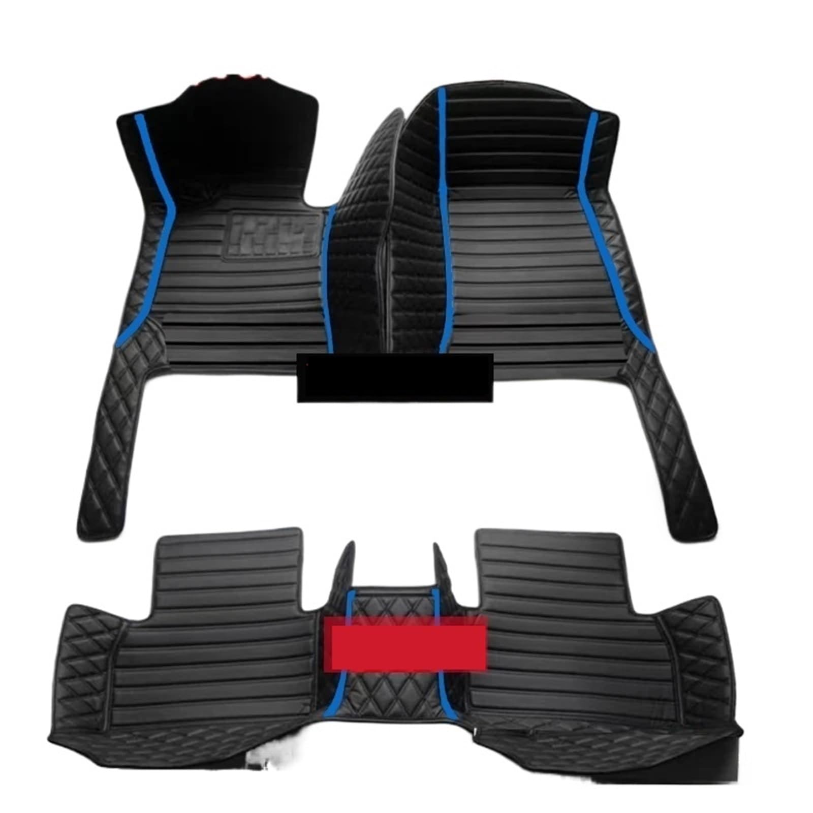 Gummimatten Auto Auto-Bodenmatte für Volvo XC90 MK1 2002~2014 7-Sitzer, schmutzabweisende Ledermatte, Autozubehör, Innenteil Autofußmatten-Set(Blue,Right Hand Drive) von EGUIAS
