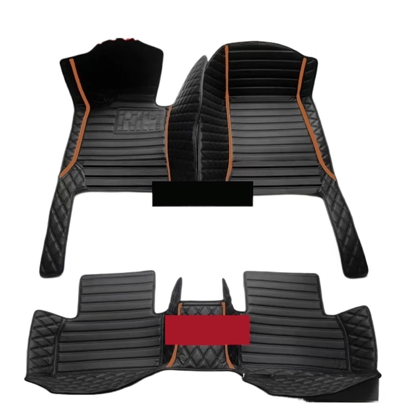 Gummimatten Auto Auto-Bodenmatte für Volvo XC90 MK1 2002~2014 7-Sitzer, schmutzabweisende Ledermatte, Autozubehör, Innenteil Autofußmatten-Set(Orange,Left Hand Drive) von EGUIAS