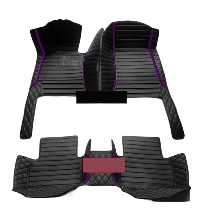 Gummimatten Auto Auto-Bodenmatte für Volvo XC90 MK1 2002~2014 7-Sitzer, schmutzabweisende Ledermatte, Autozubehör, Innenteil Autofußmatten-Set(Purple,Left Hand Drive) von EGUIAS