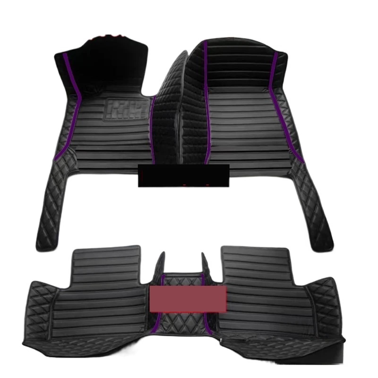 Gummimatten Auto Auto-Bodenmatte für Volvo XC90 MK1 2002~2014 7-Sitzer, schmutzabweisende Ledermatte, Autozubehör, Innenteil Autofußmatten-Set(Purple,Right Hand Drive) von EGUIAS