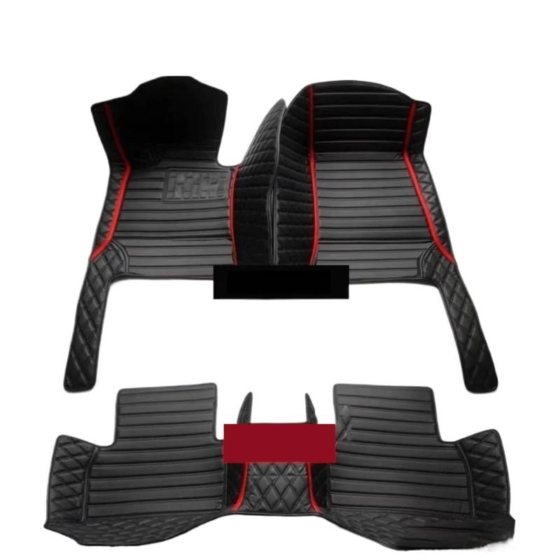 Gummimatten Auto Auto-Bodenmatte für Volvo XC90 MK1 2002~2014 7-Sitzer, schmutzabweisende Ledermatte, Autozubehör, Innenteil Autofußmatten-Set(Red,Left Hand Drive) von EGUIAS