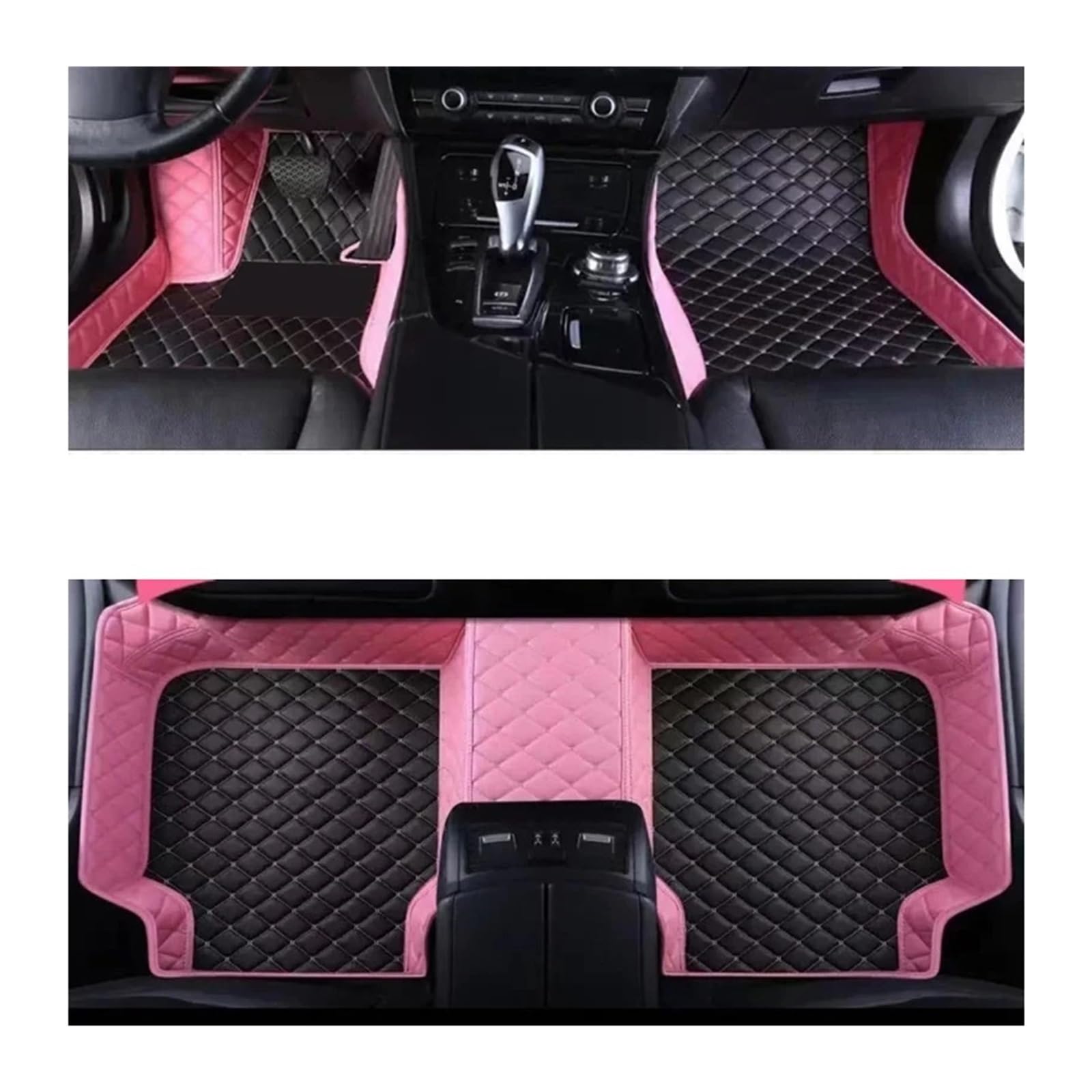 Gummimatten Auto Auto-Bodenmatte für Volvo XC90 MK1 2002~2014 7-Sitzer, schmutzabweisende Ledermatte, Autozubehör, Innenteil Autofußmatten-Set(Rose dust,Left Hand Drive) von EGUIAS