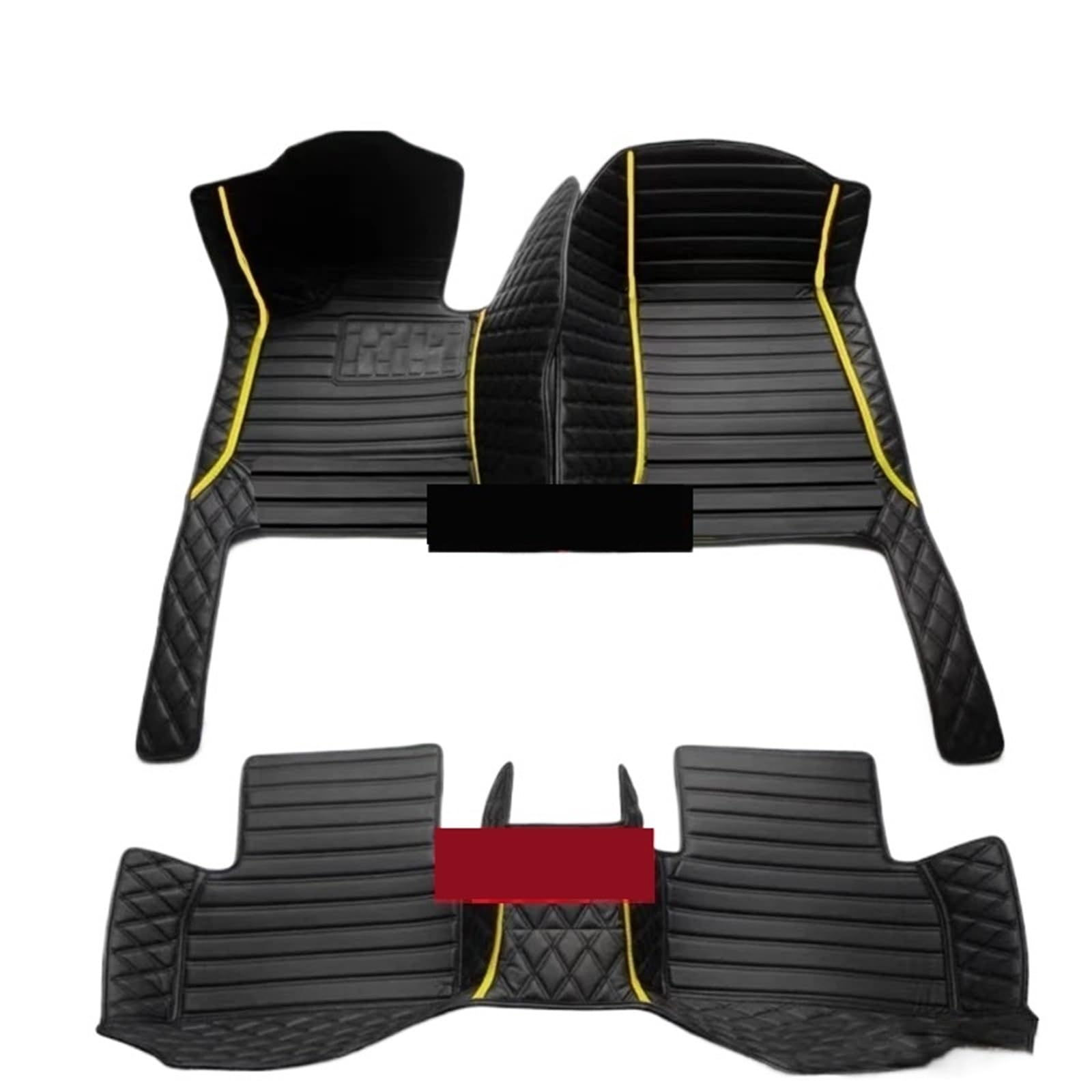 Gummimatten Auto Auto-Bodenmatte für Volvo XC90 MK1 2002~2014 7-Sitzer, schmutzabweisende Ledermatte, Autozubehör, Innenteil Autofußmatten-Set(Yellow,Left Hand Drive) von EGUIAS