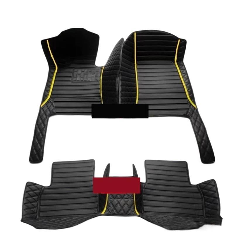 Gummimatten Auto Auto-Bodenmatte für Volvo XC90 MK1 2002~2014 7-Sitzer, schmutzabweisende Ledermatte, Autozubehör, Innenteil Autofußmatten-Set(Yellow,Left Hand Drive) von EGUIAS