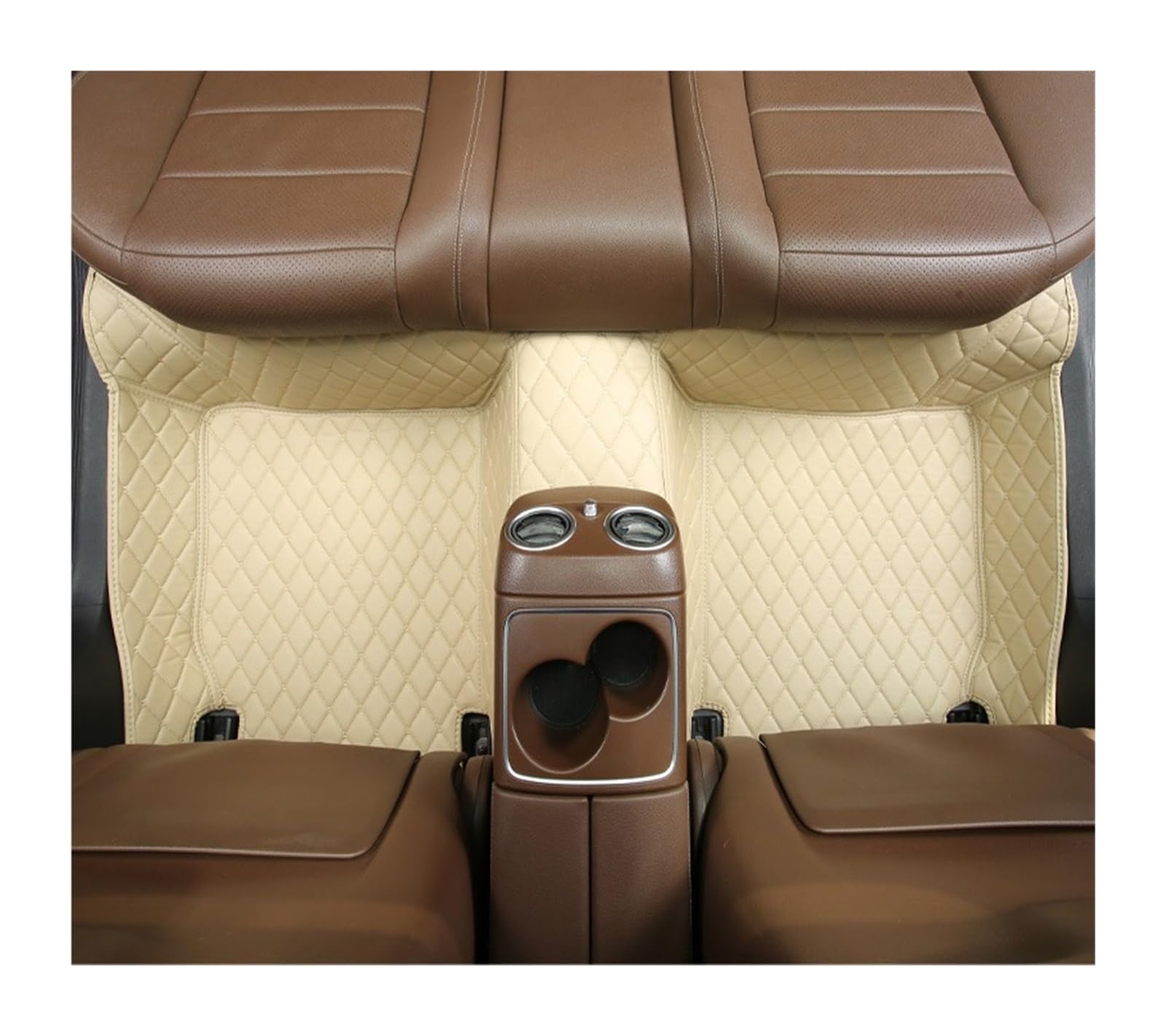 Gummimatten Auto Auto-Bodenmatten für Audi A4 B8 2008 2009 2010 2011 2012 2013 2014 2015 2016, individuell gestaltetes Luxus-PU-Leder Autofußmatten-Set(Back Row-Beige) von EGUIAS