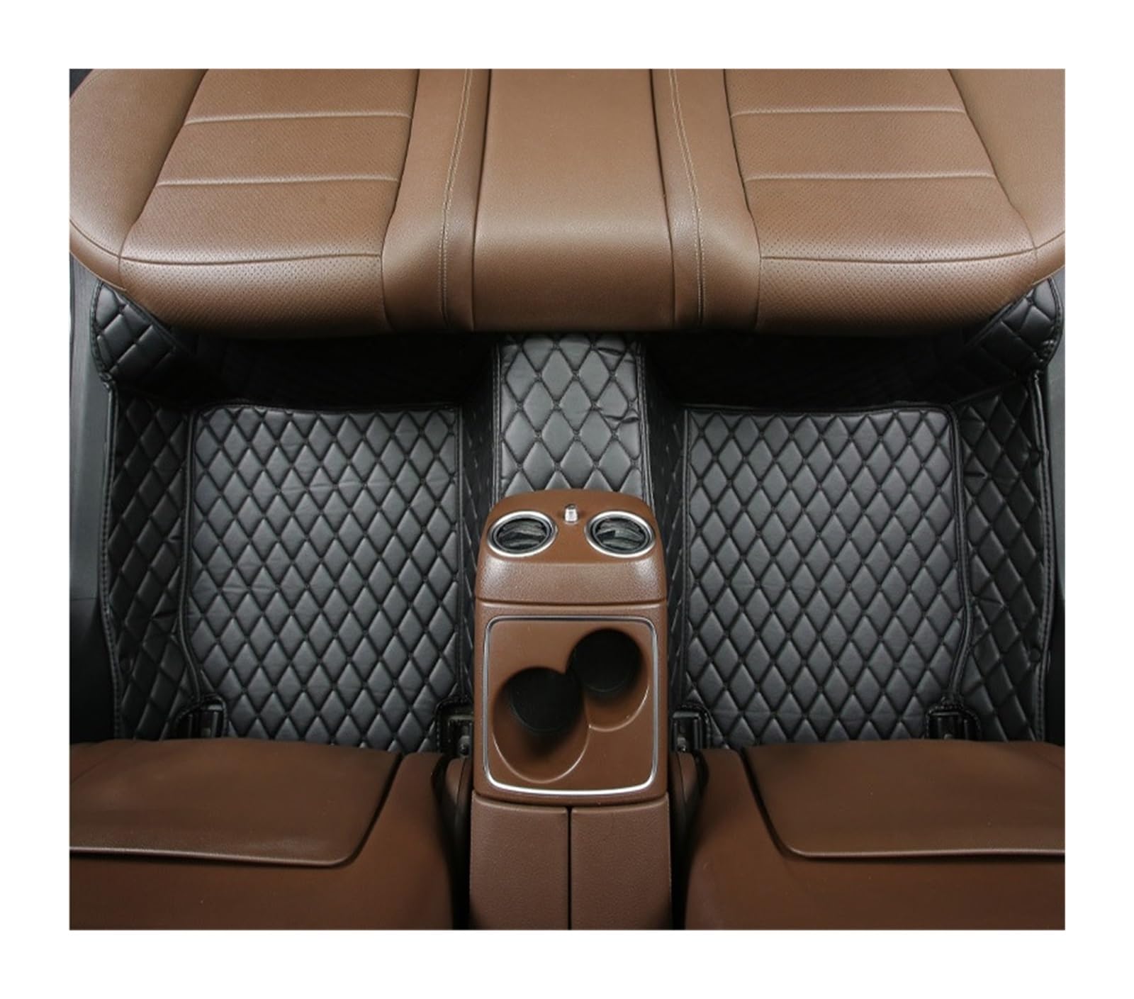 Gummimatten Auto Auto-Bodenmatten für Audi A4 B8 2008 2009 2010 2011 2012 2013 2014 2015 2016, individuell gestaltetes Luxus-PU-Leder Autofußmatten-Set(Back Row-Black) von EGUIAS