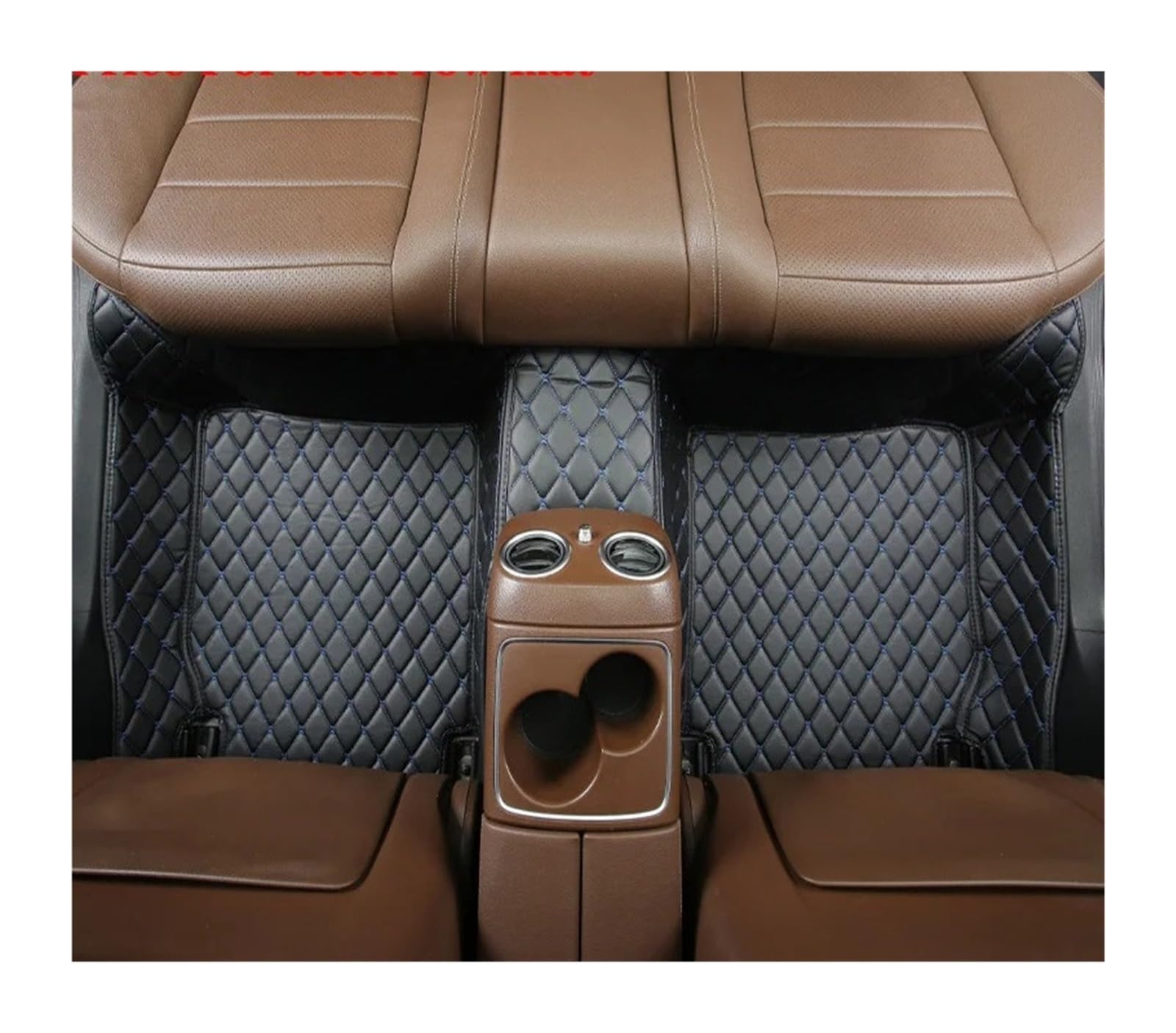 Gummimatten Auto Auto-Bodenmatten für Audi A4 B8 2008 2009 2010 2011 2012 2013 2014 2015 2016, individuell gestaltetes Luxus-PU-Leder Autofußmatten-Set(Back Row-Black Blue) von EGUIAS