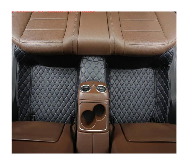 Gummimatten Auto Auto-Bodenmatten für Audi A4 B8 2008 2009 2010 2011 2012 2013 2014 2015 2016, individuell gestaltetes Luxus-PU-Leder Autofußmatten-Set(Back Row-Black Blue) von EGUIAS