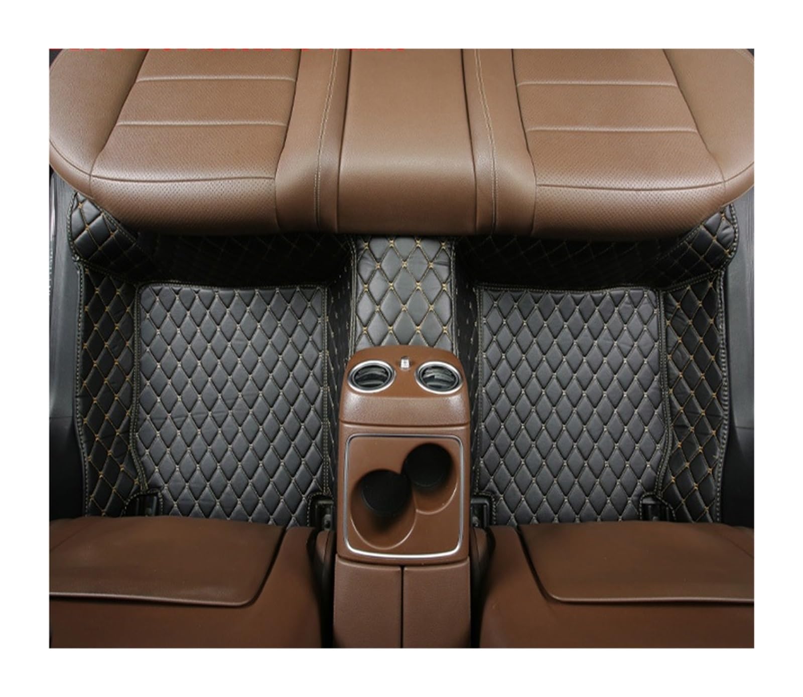 Gummimatten Auto Auto-Bodenmatten für Audi A4 B8 2008 2009 2010 2011 2012 2013 2014 2015 2016, individuell gestaltetes Luxus-PU-Leder Autofußmatten-Set(Back Row-Black Gold) von EGUIAS