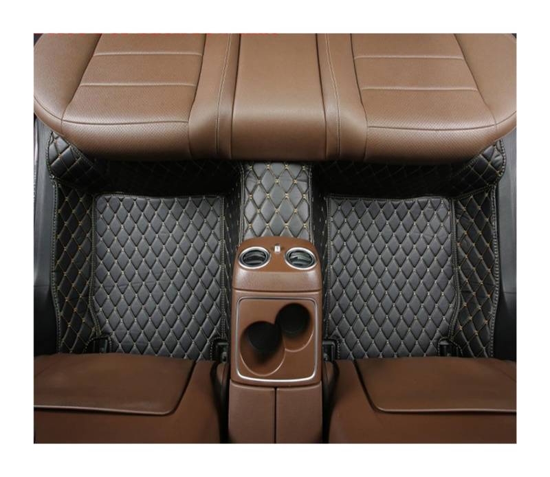 Gummimatten Auto Auto-Bodenmatten für Audi A4 B8 2008 2009 2010 2011 2012 2013 2014 2015 2016, individuell gestaltetes Luxus-PU-Leder Autofußmatten-Set(Back Row-Black Gold) von EGUIAS