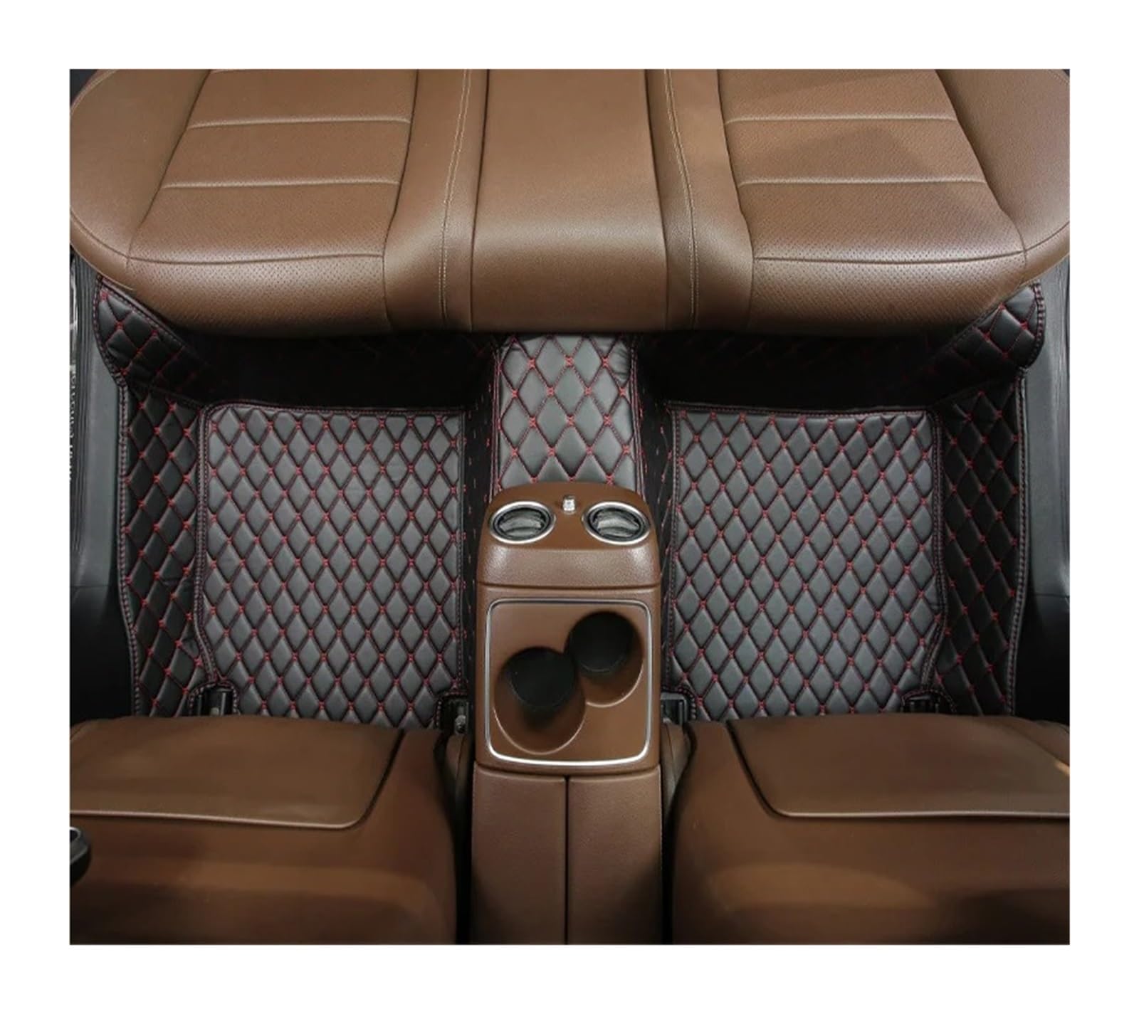 Gummimatten Auto Auto-Bodenmatten für Audi A4 B8 2008 2009 2010 2011 2012 2013 2014 2015 2016, individuell gestaltetes Luxus-PU-Leder Autofußmatten-Set(Back Row-Black Red) von EGUIAS