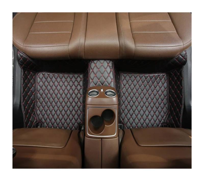 Gummimatten Auto Auto-Bodenmatten für Audi A4 B8 2008 2009 2010 2011 2012 2013 2014 2015 2016, individuell gestaltetes Luxus-PU-Leder Autofußmatten-Set(Back Row-Black Red) von EGUIAS