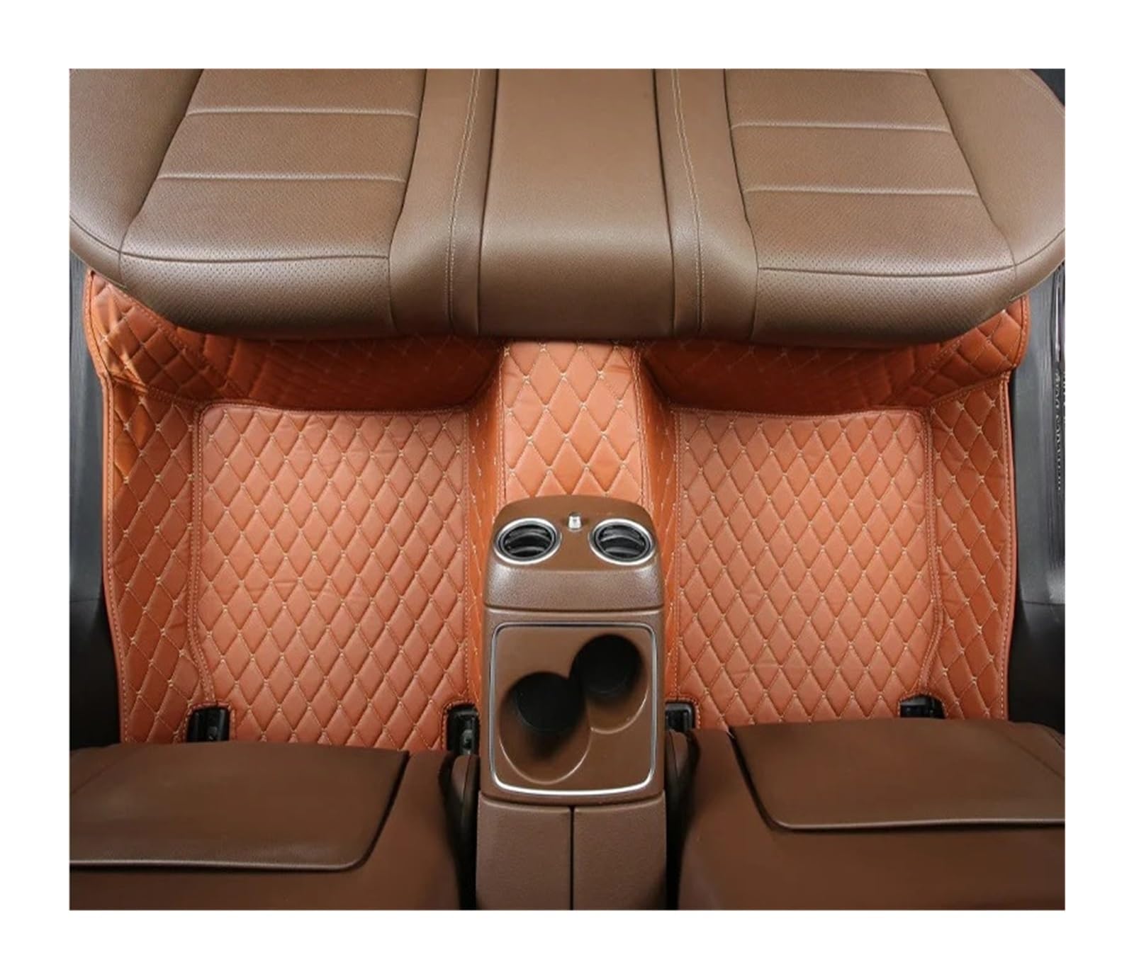 Gummimatten Auto Auto-Bodenmatten für Audi A4 B8 2008 2009 2010 2011 2012 2013 2014 2015 2016, individuell gestaltetes Luxus-PU-Leder Autofußmatten-Set(Back Row-Brown) von EGUIAS