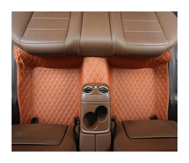 Gummimatten Auto Auto-Bodenmatten für Audi A4 B8 2008 2009 2010 2011 2012 2013 2014 2015 2016, individuell gestaltetes Luxus-PU-Leder Autofußmatten-Set(Back Row-Brown) von EGUIAS