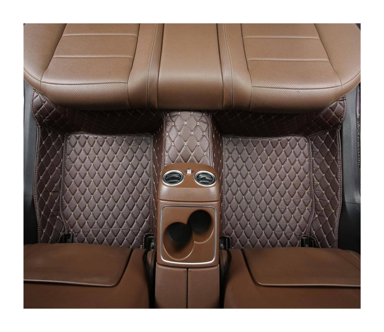 Gummimatten Auto Auto-Bodenmatten für Audi A4 B8 2008 2009 2010 2011 2012 2013 2014 2015 2016, individuell gestaltetes Luxus-PU-Leder Autofußmatten-Set(Back Row-Coffee) von EGUIAS