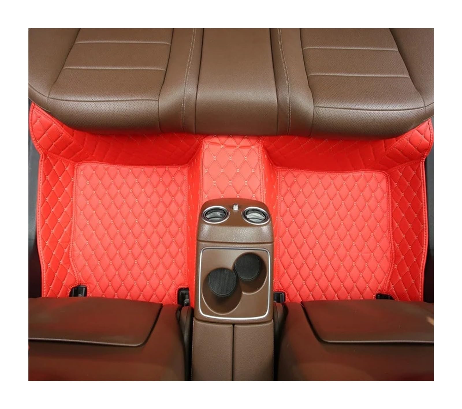 Gummimatten Auto Auto-Bodenmatten für Audi A4 B8 2008 2009 2010 2011 2012 2013 2014 2015 2016, individuell gestaltetes Luxus-PU-Leder Autofußmatten-Set(Back Row-Red) von EGUIAS