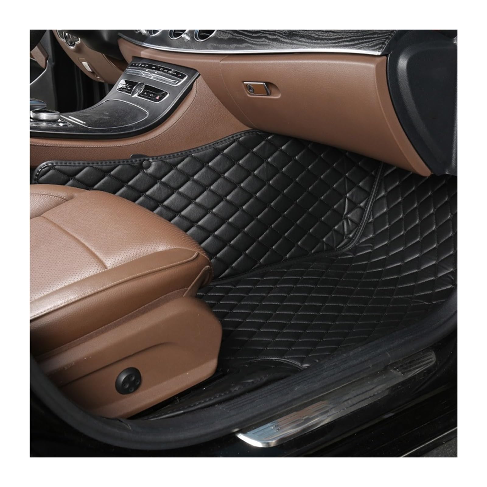 Gummimatten Auto Auto-Bodenmatten für Audi A4 B8 2008 2009 2010 2011 2012 2013 2014 2015 2016, individuell gestaltetes Luxus-PU-Leder Autofußmatten-Set(Copilot-Black) von EGUIAS