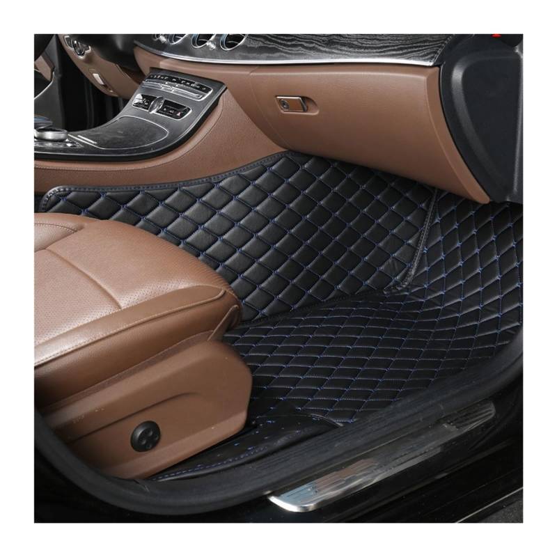 Gummimatten Auto Auto-Bodenmatten für Audi A4 B8 2008 2009 2010 2011 2012 2013 2014 2015 2016, individuell gestaltetes Luxus-PU-Leder Autofußmatten-Set(Copilot-Black Blue) von EGUIAS