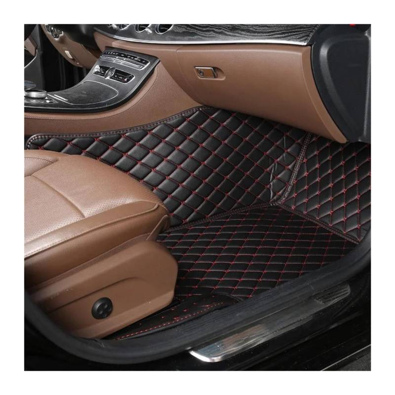 Gummimatten Auto Auto-Bodenmatten für Audi A4 B8 2008 2009 2010 2011 2012 2013 2014 2015 2016, individuell gestaltetes Luxus-PU-Leder Autofußmatten-Set(Copilot-Black Red) von EGUIAS