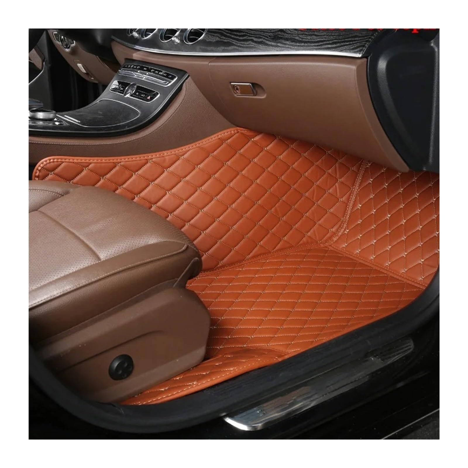 Gummimatten Auto Auto-Bodenmatten für Audi A4 B8 2008 2009 2010 2011 2012 2013 2014 2015 2016, individuell gestaltetes Luxus-PU-Leder Autofußmatten-Set(Copilot-Brown) von EGUIAS