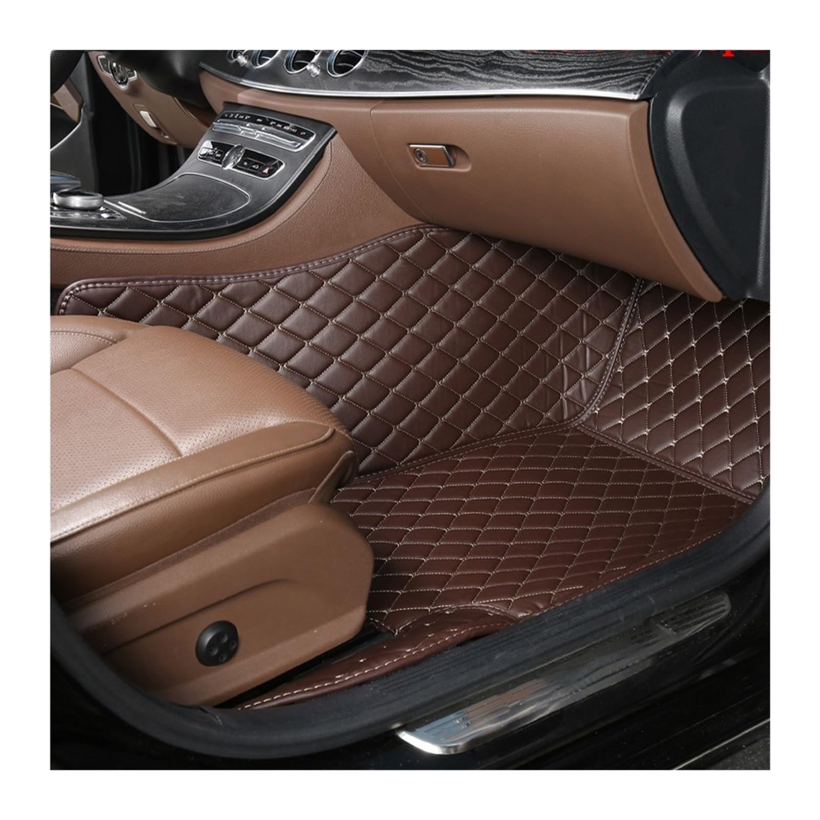 Gummimatten Auto Auto-Bodenmatten für Audi A4 B8 2008 2009 2010 2011 2012 2013 2014 2015 2016, individuell gestaltetes Luxus-PU-Leder Autofußmatten-Set(Copilot-Coffee) von EGUIAS