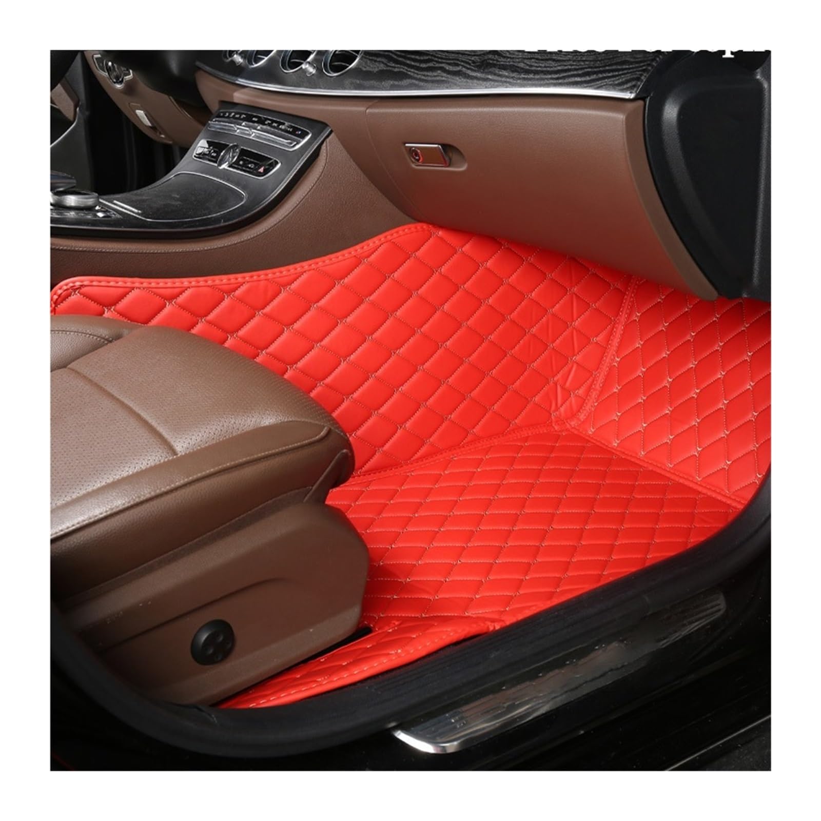 Gummimatten Auto Auto-Bodenmatten für Audi A4 B8 2008 2009 2010 2011 2012 2013 2014 2015 2016, individuell gestaltetes Luxus-PU-Leder Autofußmatten-Set(Copilot-Red) von EGUIAS