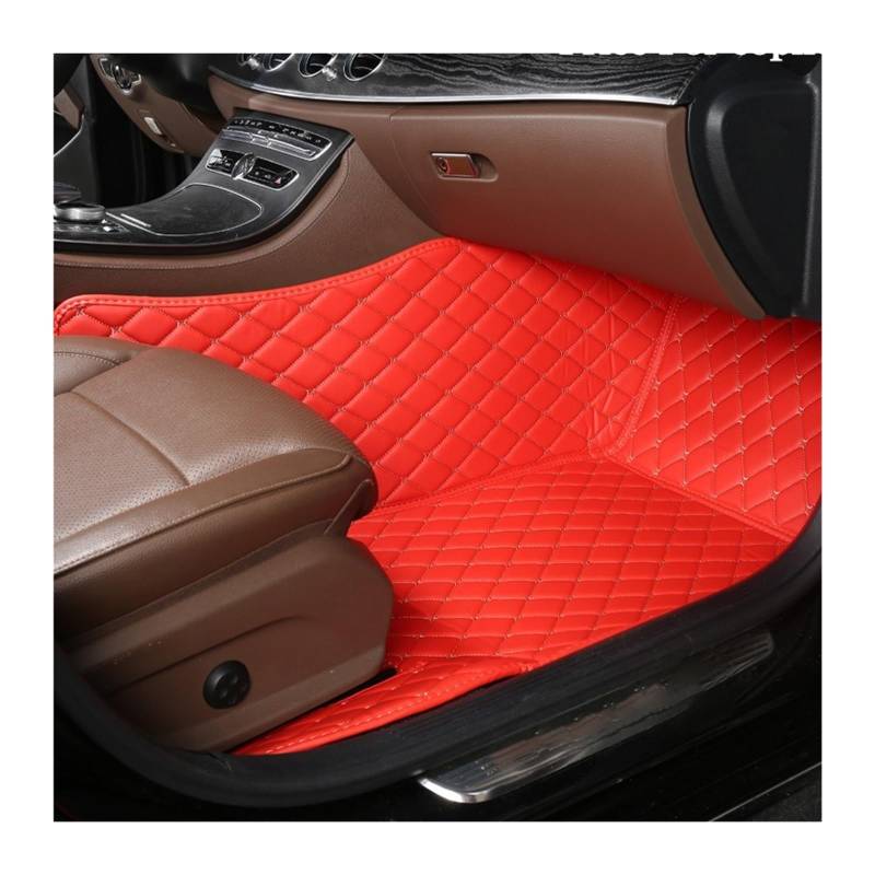 Gummimatten Auto Auto-Bodenmatten für Audi A4 B8 2008 2009 2010 2011 2012 2013 2014 2015 2016, individuell gestaltetes Luxus-PU-Leder Autofußmatten-Set(Copilot-Red) von EGUIAS