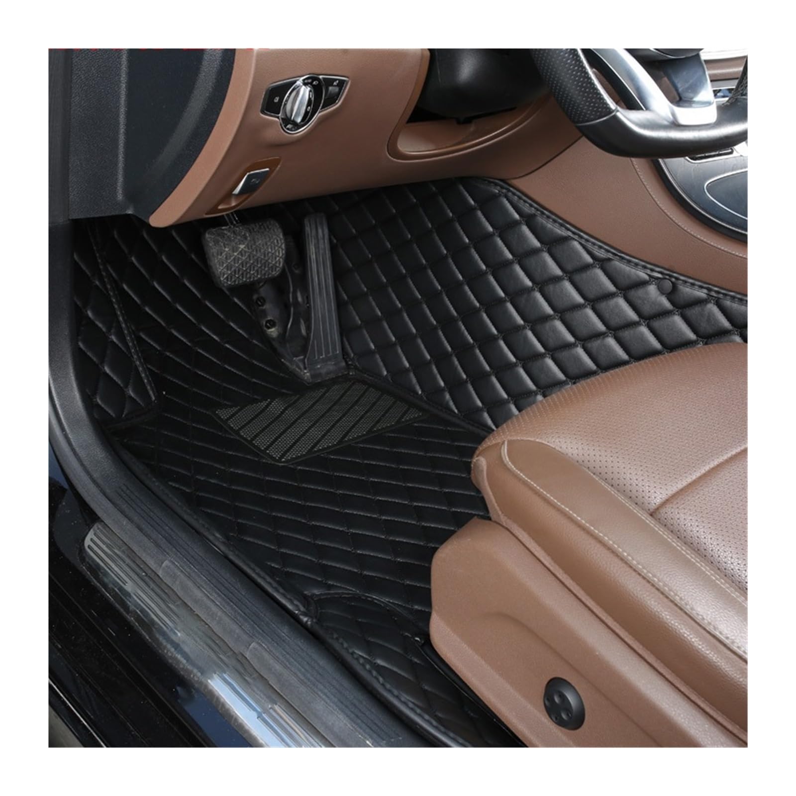 Gummimatten Auto Auto-Bodenmatten für Audi A4 B8 2008 2009 2010 2011 2012 2013 2014 2015 2016, individuell gestaltetes Luxus-PU-Leder Autofußmatten-Set(Driver-Black) von EGUIAS