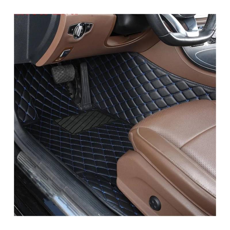 Gummimatten Auto Auto-Bodenmatten für Audi A4 B8 2008 2009 2010 2011 2012 2013 2014 2015 2016, individuell gestaltetes Luxus-PU-Leder Autofußmatten-Set(Driver-Black Blue) von EGUIAS