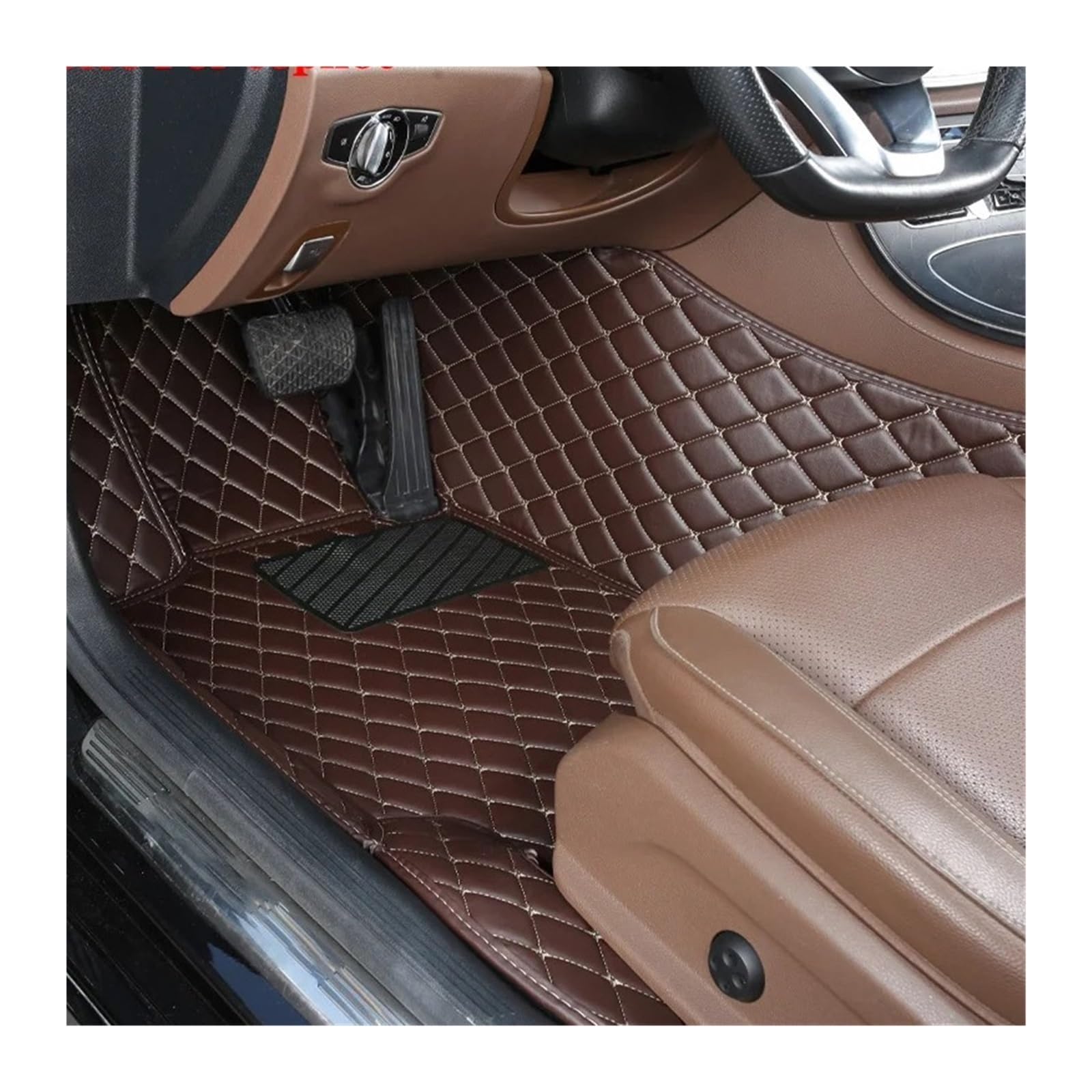 Gummimatten Auto Auto-Bodenmatten für Audi A4 B8 2008 2009 2010 2011 2012 2013 2014 2015 2016, individuell gestaltetes Luxus-PU-Leder Autofußmatten-Set(Driver-Coffee) von EGUIAS
