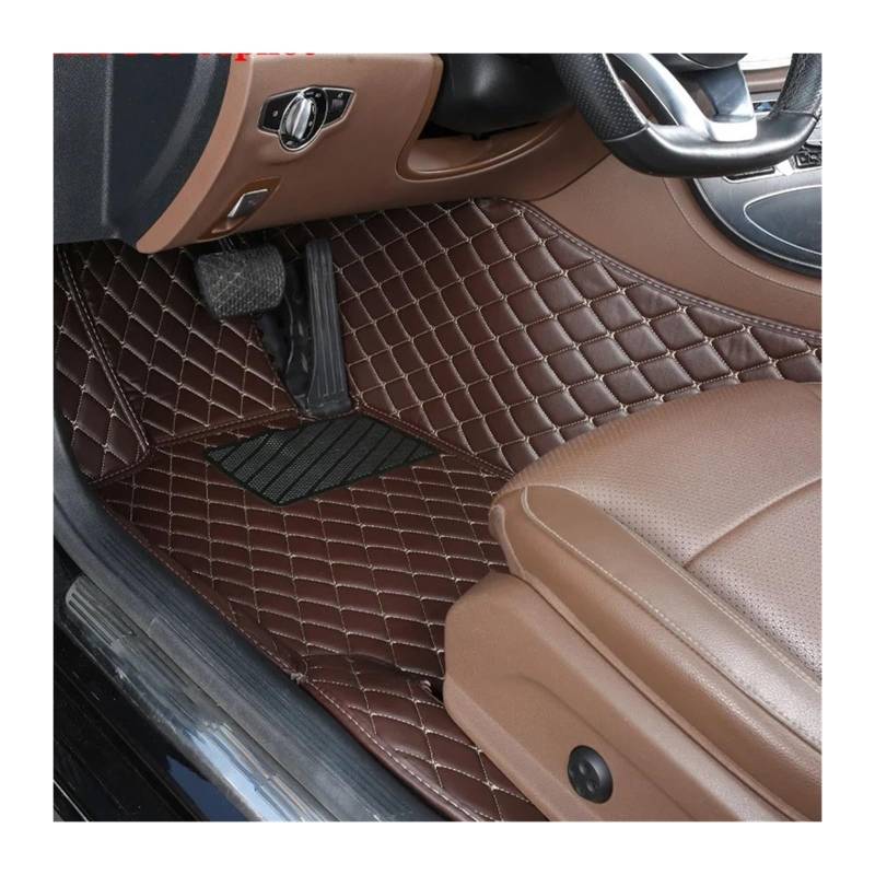 Gummimatten Auto Auto-Bodenmatten für Audi A4 B8 2008 2009 2010 2011 2012 2013 2014 2015 2016, individuell gestaltetes Luxus-PU-Leder Autofußmatten-Set(Driver-Coffee) von EGUIAS