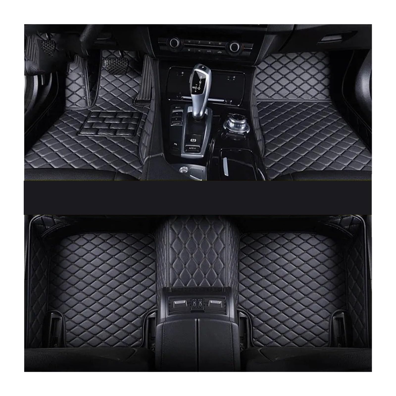 Gummimatten Auto Custom Car Fußmatten Fit Für BMW 5er E39 E60 520-550 1994-2010 Auto Teppiche Fuß Coche Zubehör Autofußmatten-Set(All Black,1994-2002 E39) von EGUIAS
