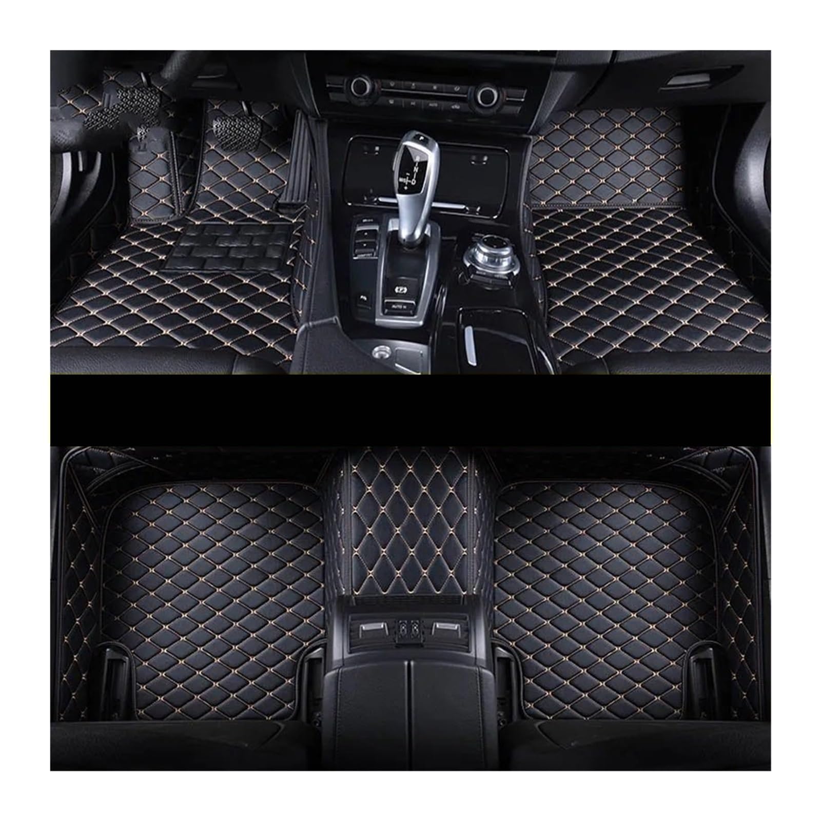 Gummimatten Auto Custom Car Fußmatten Fit Für BMW 5er E39 E60 520-550 1994-2010 Auto Teppiche Fuß Coche Zubehör Autofußmatten-Set(Black Beige,2003-2010 E60) von EGUIAS