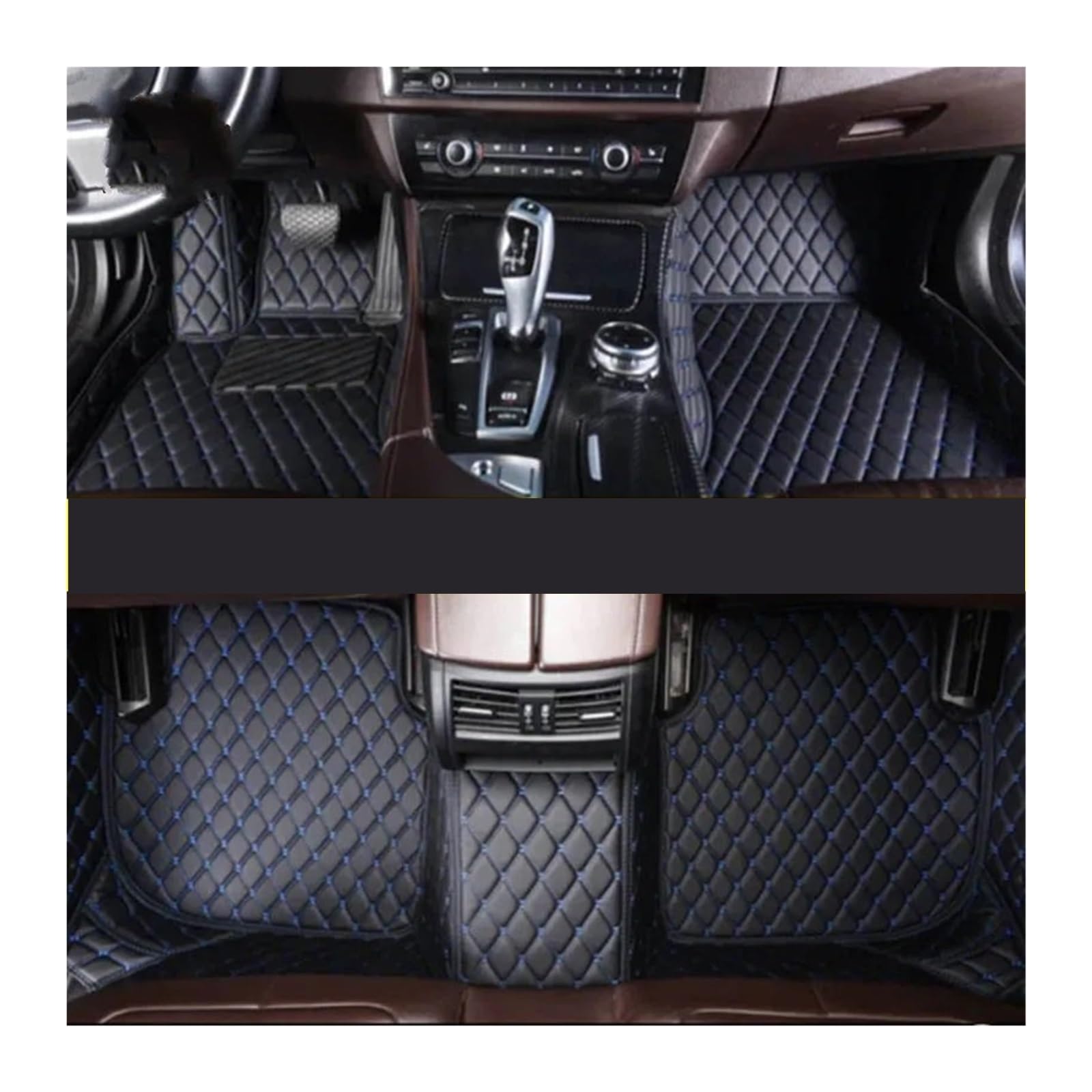 Gummimatten Auto Custom Car Fußmatten Fit Für BMW 5er E39 E60 520-550 1994-2010 Auto Teppiche Fuß Coche Zubehör Autofußmatten-Set(Black Blue,1994-2002 E39) von EGUIAS
