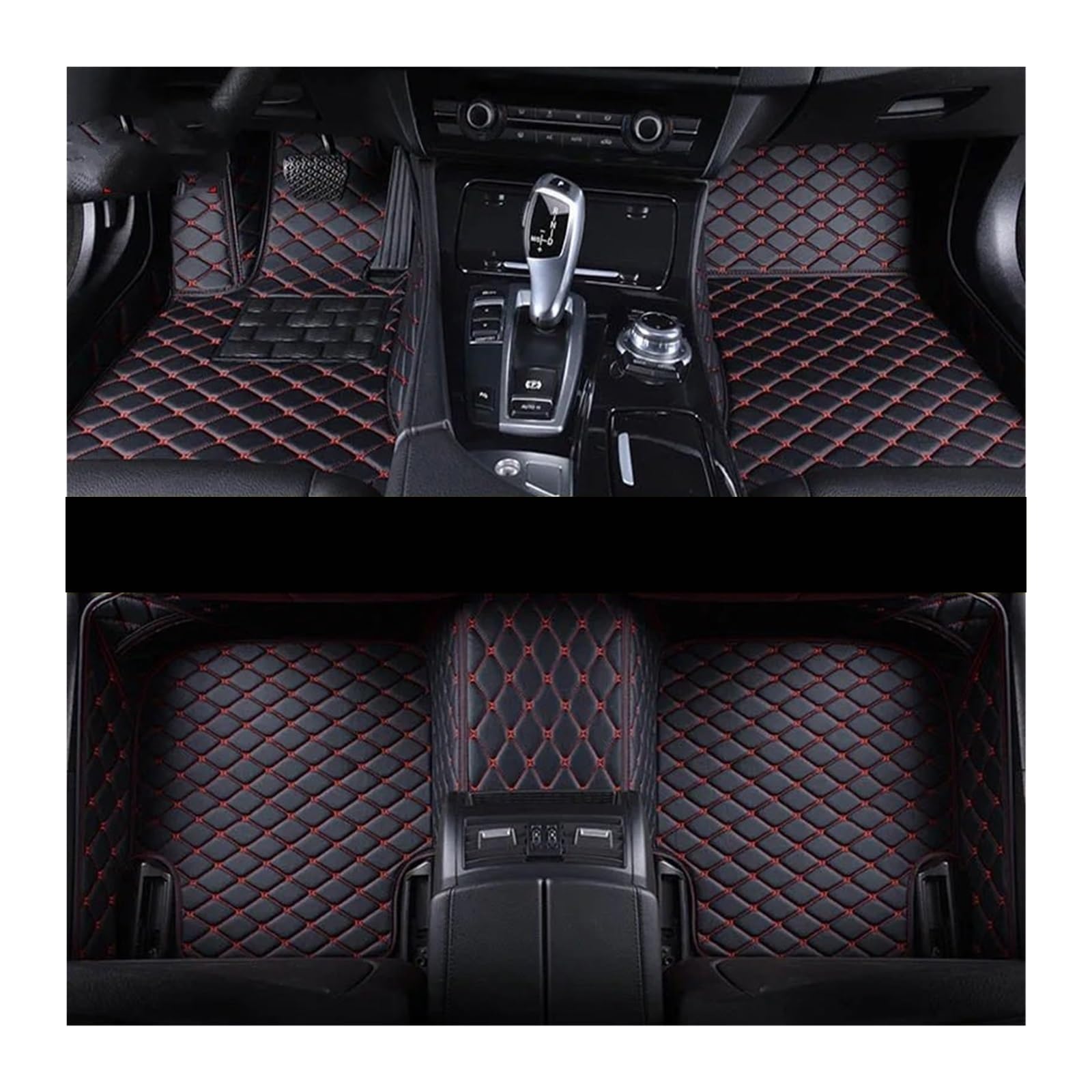 Gummimatten Auto Custom Car Fußmatten Fit Für BMW 5er E39 E60 520-550 1994-2010 Auto Teppiche Fuß Coche Zubehör Autofußmatten-Set(Black Red,2003-2010 E60) von EGUIAS